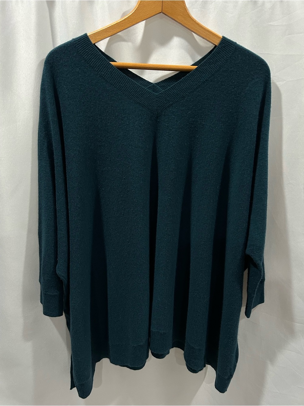 EUC bryn Walker Teal V-Neck Oversized Sweater